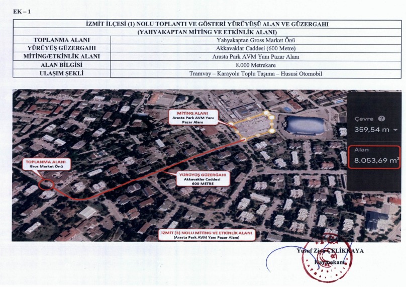 İzmit İlçesi Toplantı ve Gösteri Yürüyüş Alanları İle İlgili Basın Duyurusu