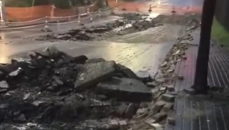 BÜYÜKŞEHİR SAHADA SORUN YOK DEMEYE KALMADAN, GEBZE YENİ MAHALLEDE YOL ÇÖKTÜ