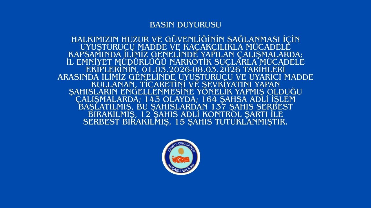 Kocaelide Uyuşturucuya Geçit Yok!