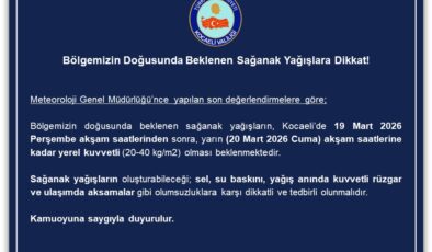 Bölgemizin Doğusunda Beklenen Sağanak Yağışlara Dikkat!