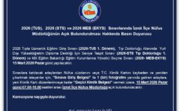 2026 (TUS), 2026 (STS) ve 2026 MEB (EKYS)  Sınavlarında İzmit İlçe Nüfus Müdürlüğünün Açık Bulundurulması Hakkında Basın Duyurusu