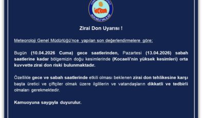 Kocaeli Valiliği’nden Kritik Uyarı: Zirai Don Geliyor!