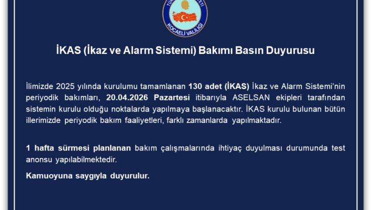 DİKKAT KOCAELİ: SİREN SESLERİNE HAZIRLIKLI OLUN!