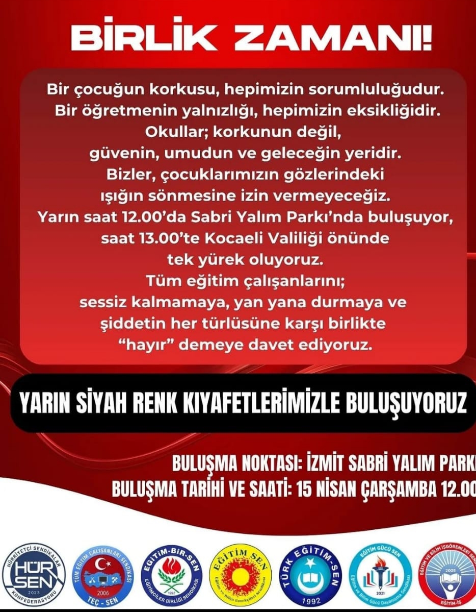 Eğitimcilerden Şiddete Karşı Birlik Çağrısı: İzmit’te Buluşma