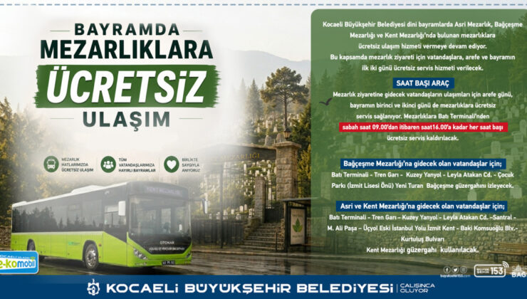 Kocaeli’de Mezarlıklara Ulaşım Ücretsiz