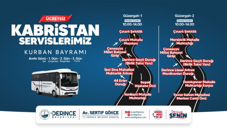 Derince’de Bayram Boyunca Mezarlıklara Ücretsiz Ulaşım! İşte Saatler ve Güzergahlar