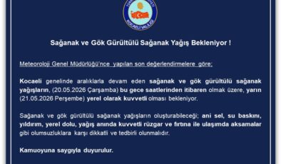 Kocaeli İçin Kritik Uyarı: Sağanak ve Fırtına Kapıda!