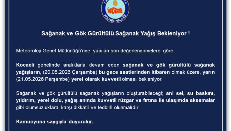 Kocaeli İçin Kritik Uyarı: Sağanak ve Fırtına Kapıda!