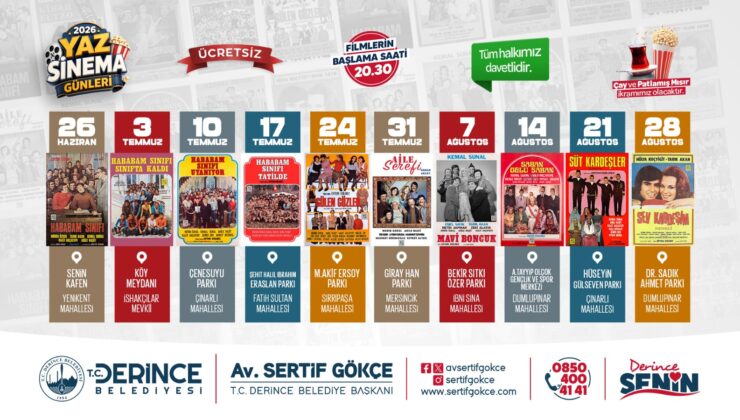DERİNCE’DE 2026 YAZ SİNEMA GÜNLERİ PROGRAMI AÇIKLANDI