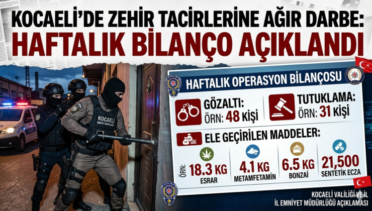 Kocaeli’de Zehir Tacirlerine Ağır Darbe: Haftalık Bilanço Açıklandı