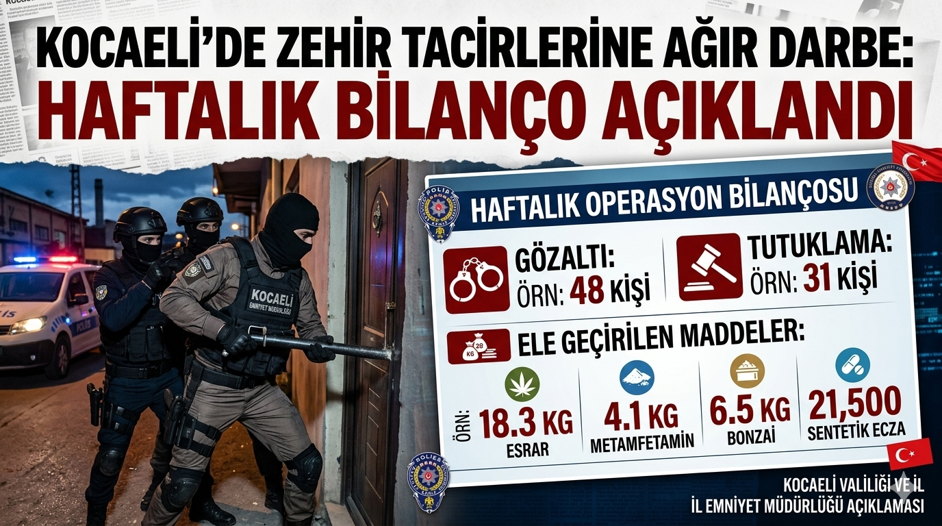 Kocaeli’de Zehir Tacirlerine Ağır Darbe: Haftalık Bilanço Açıklandı