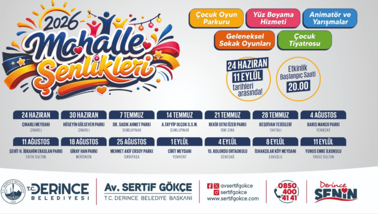 2026 Derince Belediyesi Mahalle Şenlikleri Takvimi ve Etkinlik Noktaları