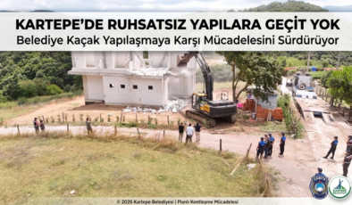 Kartepe’de Kaçak Yapıyla Mücadele: Eşme Ahmediye’de Ruhsatsız Yapı Yıkıldı