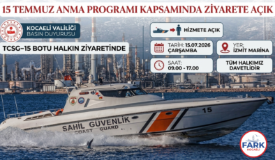  15 Temmuz’da İzmit Marina’da Özel Buluşma! TCSG-15 Sahil Güvenlik Botu Kapılarını Açıyor