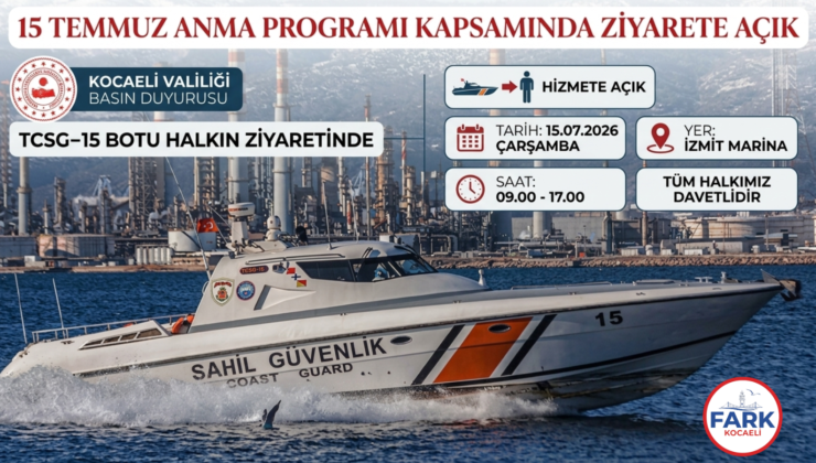  15 Temmuz’da İzmit Marina’da Özel Buluşma! TCSG-15 Sahil Güvenlik Botu Kapılarını Açıyor