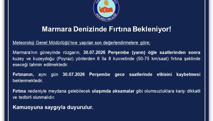 METEOROLOJİ’DEN MARMARA İÇİN FIRTINA UYARISI: POYRAZ SAAT VERİLEREK UYARDI
