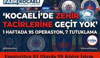 Kocaeli’de Zehir Tacirlerine Geçit Yok: 1 Haftada 95 Operasyon, 7 Tutuklama