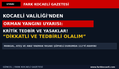 Kocaeli Valiliğinden Orman Yangını Uyarısı: Yasaklara Ve Tedbirlere Uyalım!