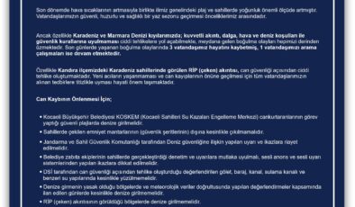 Kocaeli Valiliği’nden Boğulma Vakalarına Karşı Hayati Uyarı: “Bir Anlık İhmal, Bir Ömürlük Acı Olmasın!”