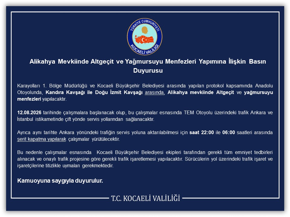GECE SAATLERİNE DİKKAT: ŞERİT KAPATMA UYGULANACAK