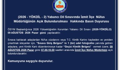 YÖKDİL Sınavına Gireceklere Müjde: İzmit Nüfus Müdürlüğü Pazar Günü Açık Olacak