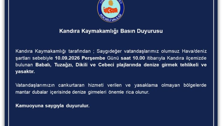 Kandıra’da Olumsuz Hava Nedeniyle Bazı Plajlarda Denize Girmek Yasaklandı