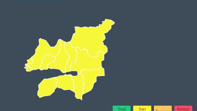 Sarıya boyanmış illerden oluşan hava uyarı haritası; Bugün (29 Ekim) sekmesi seçili.