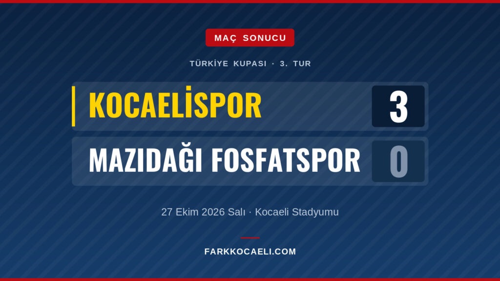 Kocaelispor 3-0 Mazıdağı Fosfatspor maç sonucu